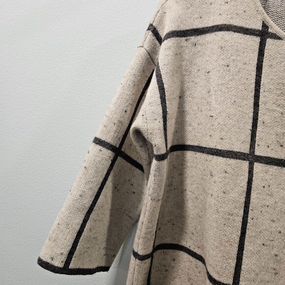 Eileen Fisher Wool Organic Cotton 3/4 Sleeves Peppered Windowpane Sweater PP - Picture 5 of 13